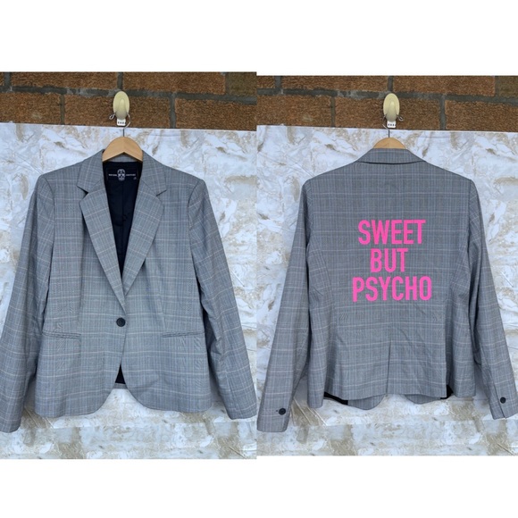 Hipchik Couture "Sweet But Psycho" Plaid Blazer - Women's Size 12 - One Button - Picture 1 of 10